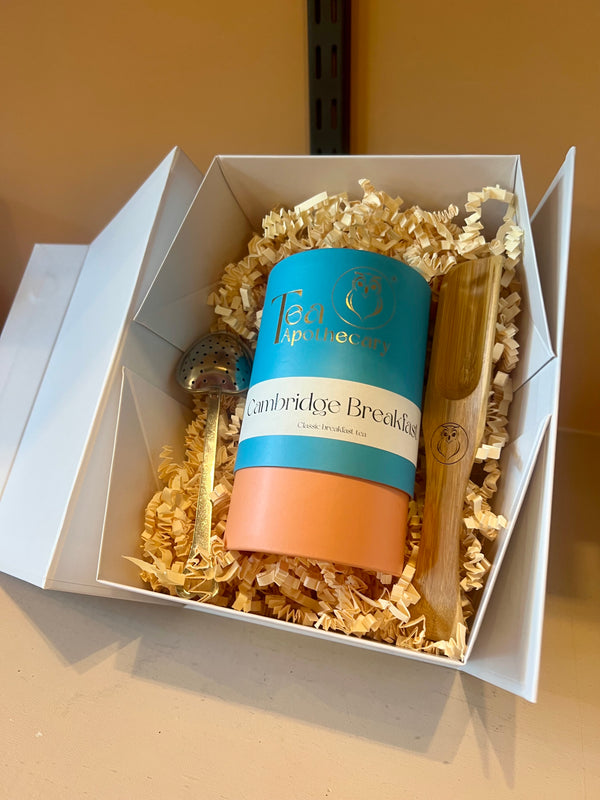 Gift set: tub with strainer and infuser